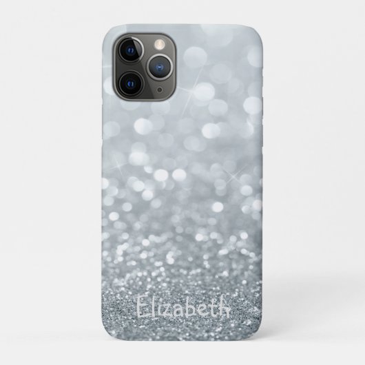 エレガントな女の子らしいシルバーグリッターのボケ - 名入れ Case-Mate iPhoneケース (裏)