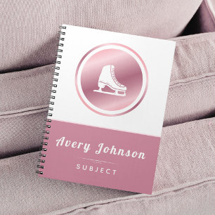 エレガントな女子のためのアイススケートテーマの冬のスポーツノート ピンク ノートブック