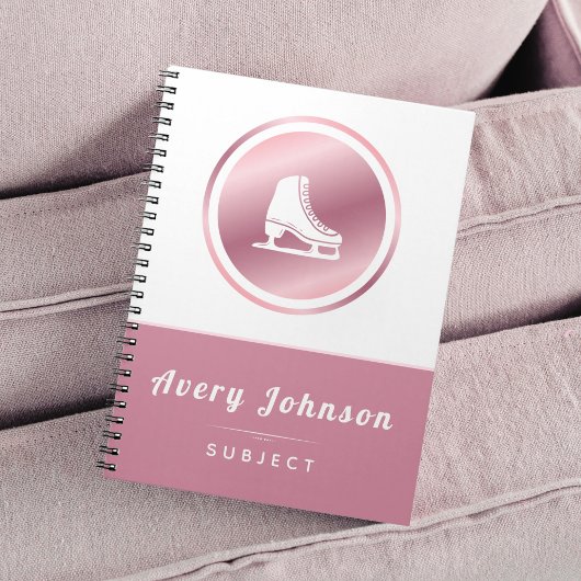 エレガントな女子アイススケートテーマ 冬のスポーツ ピンク ノートブック