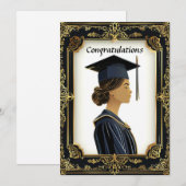 エレガントな女性の卒業生 招待状 (正面/裏面)