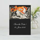 エレガントな女性の美しさのジュエリー/レディ、赤いリボン、花 招待状 (スタンド正面)