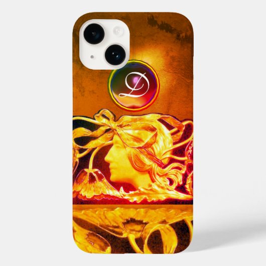 エレガントな女性の美しさの宝石 / レディ、青いリボン、花 Case-Mate iPhoneケース (裏面)