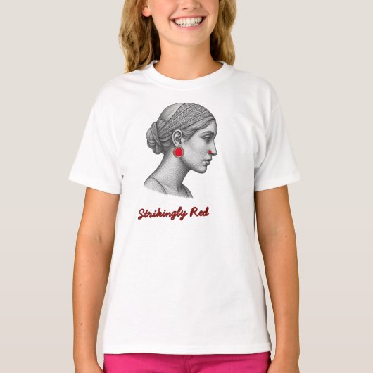 エレガントな女性の肖像画 Tシャツ (正面)