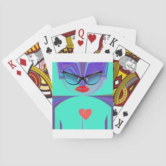 エレガントな女性の肖像：カラフルなアートワーク トランプ (裏面)