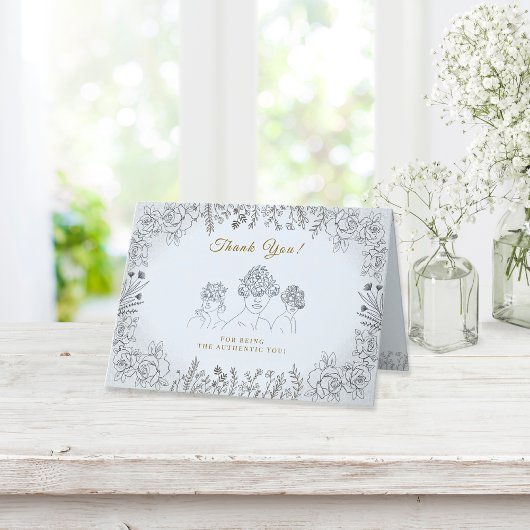 エレガントな女性の花が咲く髪 青 女性の日 サンキューカード