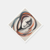 エレガントな女性の顔 茶色 青の紙ナプキン スタンダードカクテルナプキン (角)