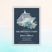 エレガントな女性の50歳誕生日パーティークルーズ船旅行 招待状