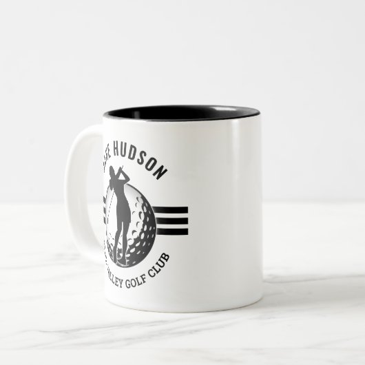 エレガントな女性ゴルファーのデザイン ツートーンマグカップ (正面左)