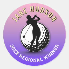 エレガントな女性ゴルファーのモノグラムデザイン ラウンドシール