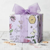 エレガントな女王蜂の花模様 ラッピングペーパー