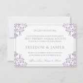 エレガントな好意の寄付は梳きます|ナディン(ラベンダー)を サンキューカード (正面)