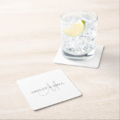 エレガントな姓のイニシャル | 白とグレー スクエアペーパーコースター (インサイチュ)