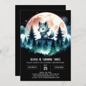 エレガントな子供のオオカミ誕生日 招待状 (正面/裏面)