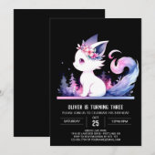 エレガントな子供の猫の誕生日 招待状 (正面/裏面)