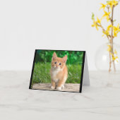 エレガントな子猫Notecard カード (黄色い花)