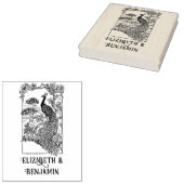 エレガントな孔雀のガーデン カップル 名前イニシャル ラバースタンプ (押印)