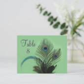 エレガントな孔雀のテーブルナンバー（緑） ポストカード (スタンド正面)