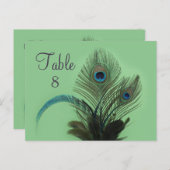 エレガントな孔雀のテーブルナンバー（緑） ポストカード (正面/裏面)