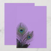 エレガントな孔雀のブランク招待状（紫） 招待状 (正面/裏面)