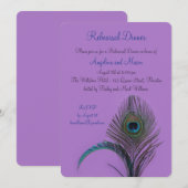 エレガントな孔雀のリハーサルディナー（紫） 招待状 (正面/裏面)