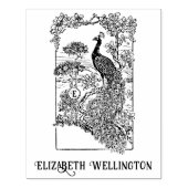 エレガントな孔雀の庭園 ネームイニシャル ラバースタンプ (インプリント)