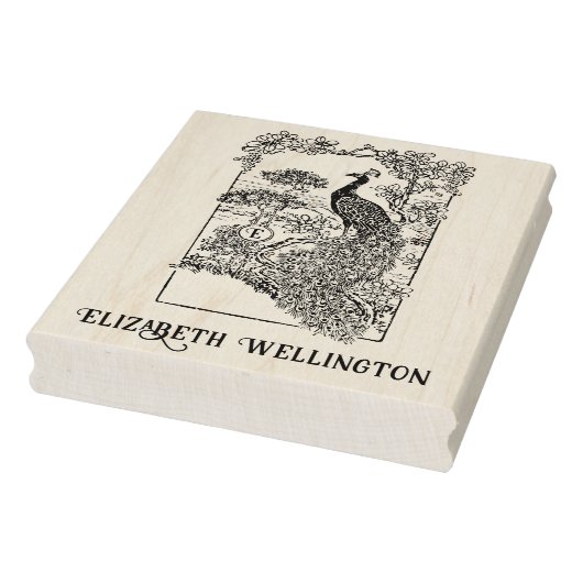 エレガントな孔雀の庭園 ネームイニシャル ラバースタンプ (スタンプ)