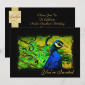 エレガントな孔雀の渦巻き オールオケージョン招待状 招待状 (正面/裏面)