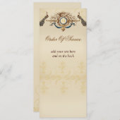 エレガントな孔雀の結婚式プログラム プログラム (正面/裏面)