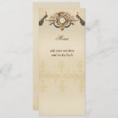 エレガントな孔雀の結婚式メニューカード メニュー (正面/裏面)