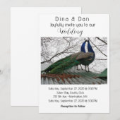 エレガントな孔雀の結婚式招待状 招待状 (正面/裏面)