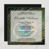 エレガントな孔雀の羽のブライダルシャワー招待状 招待状 (正面/裏面)