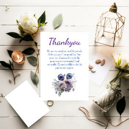 エレガントな孔雀の花柄 フラット サンクス カード