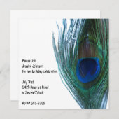 エレガントな孔雀の誕生日 招待状 (正面/裏面)