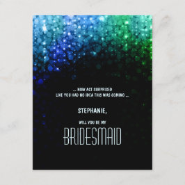 エレガントな孔雀色のぼかしウェディングブライズメイド 招待状
