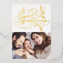 エレガントな季節のグリーティング 家族写真