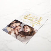 エレガントな季節のグリーティング 家族写真 箔シーズンカード (回転した状態)
