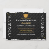 エレガントな学校卒業写真年グリッター 招待状 (正面)