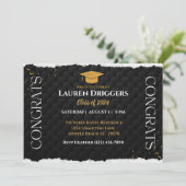 エレガントな学校卒業写真年グリッター 招待状 (スタンド正面)