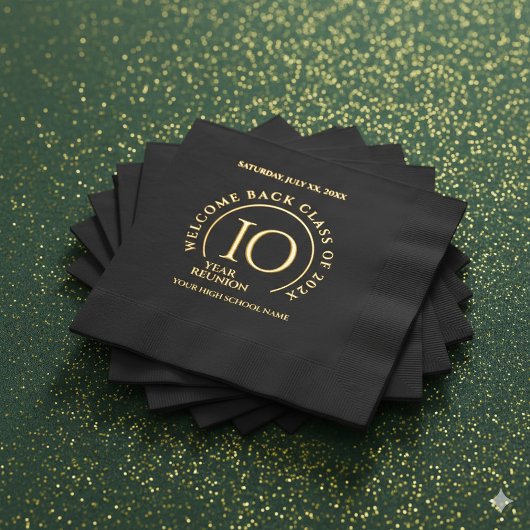 エレガントな学校 大学 10周年同窓会 箔ナプキン