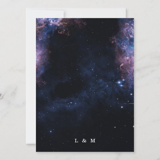 エレガントな宇宙をテーマにした天文学の月の結婚式 招待状 (裏面)