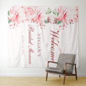 エレガントな完璧な桜ピンクのブライダルシャワーウェルカム タペストリー (インサイチュ(横))