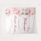 エレガントな完璧な桜ピンクのブライダルシャワーウェルカム タペストリー (正面(横))
