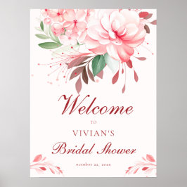 エレガントな完璧な桜ピンクのブライダルシャワーウェルカム ポスター