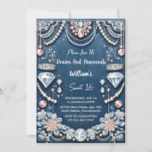 エレガントな宝石が輝くデニムとダイヤモンドのスイート16 招待状 (正面)