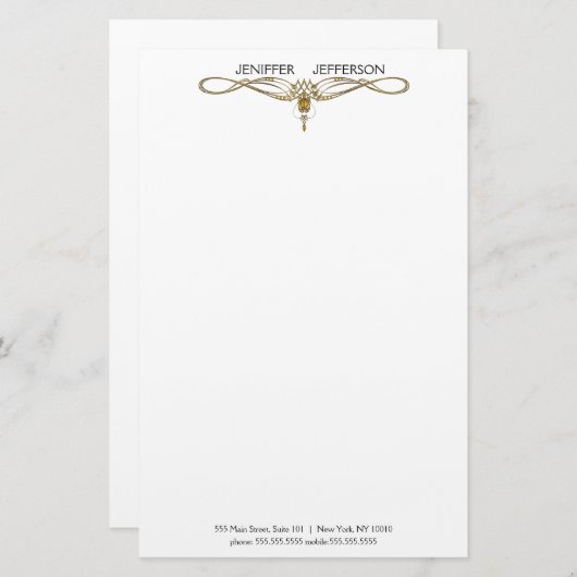 エレガントな宝石の文房具の紙 便箋 (正面/裏面)