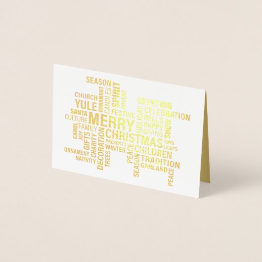 エレガントな実質の金ゴールドホイルのメリークリスマスの休日 箔カード (正面)