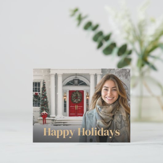 エレガントな家の不動産屋さんの写真付きホリデーカード シーズンポストカード (スタンド正面)