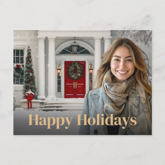 エレガントな家の不動産屋さんの写真付きホリデーカード シーズンポストカード (正面)