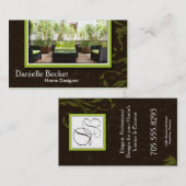 エレガントな家デザイナー写真の名刺の緑 名刺 (正面/裏面)