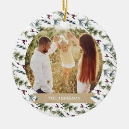 エレガントな家族のクリスマスフォトコラージュ セラミックオーナメント